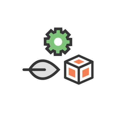 leaf, configuration and cube icon