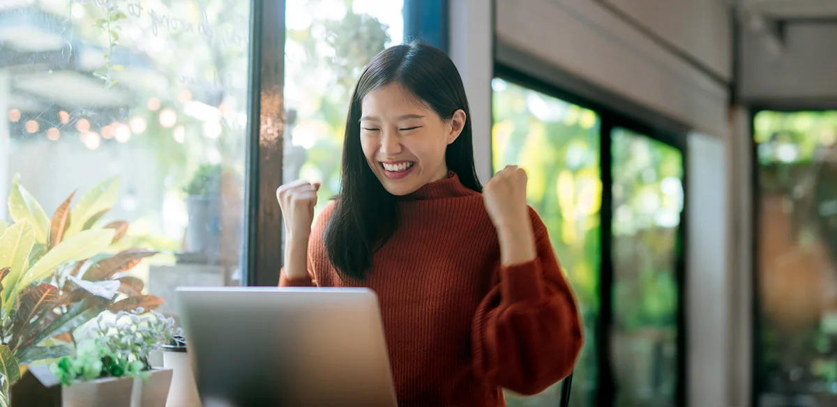 Student wearing a red sweater